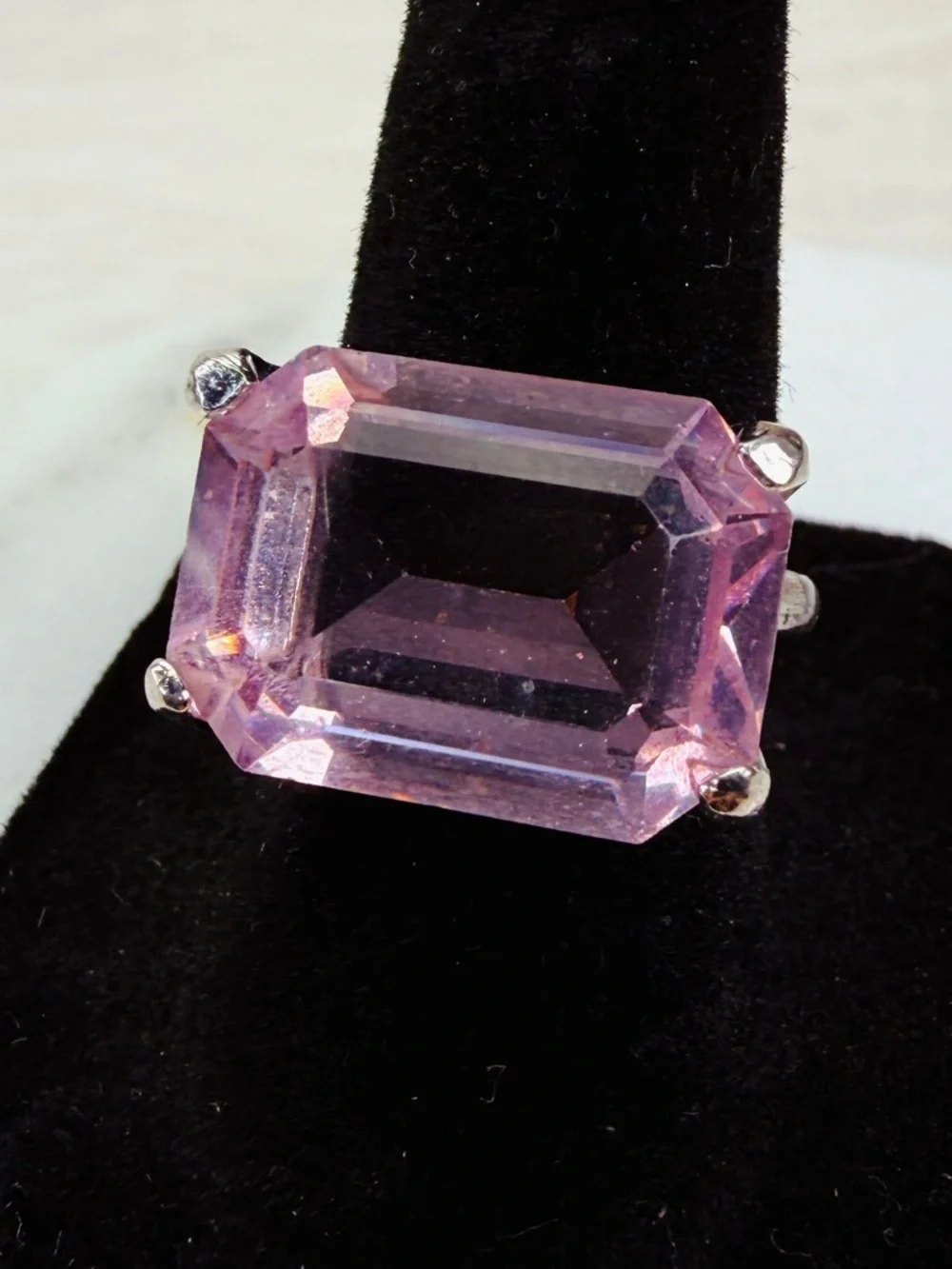 Vintage Light Purple Square Stone Silverone sz 6.5 Ring